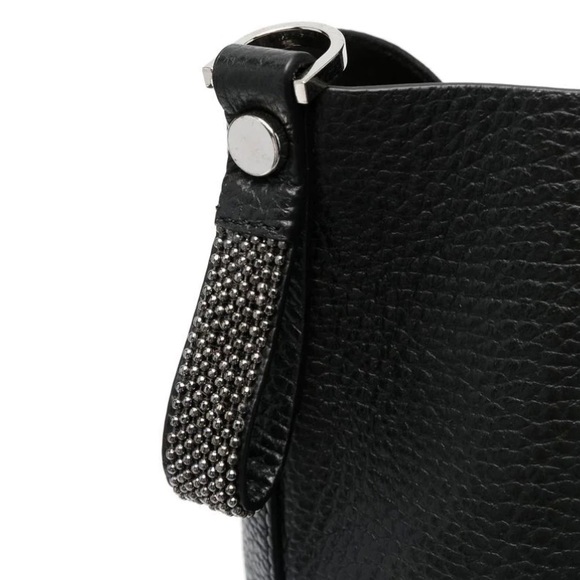 Fabiana Fillipi Black Leather Shopper with Shoulder Strap Metallic Detail Used - Picture 7 of 10